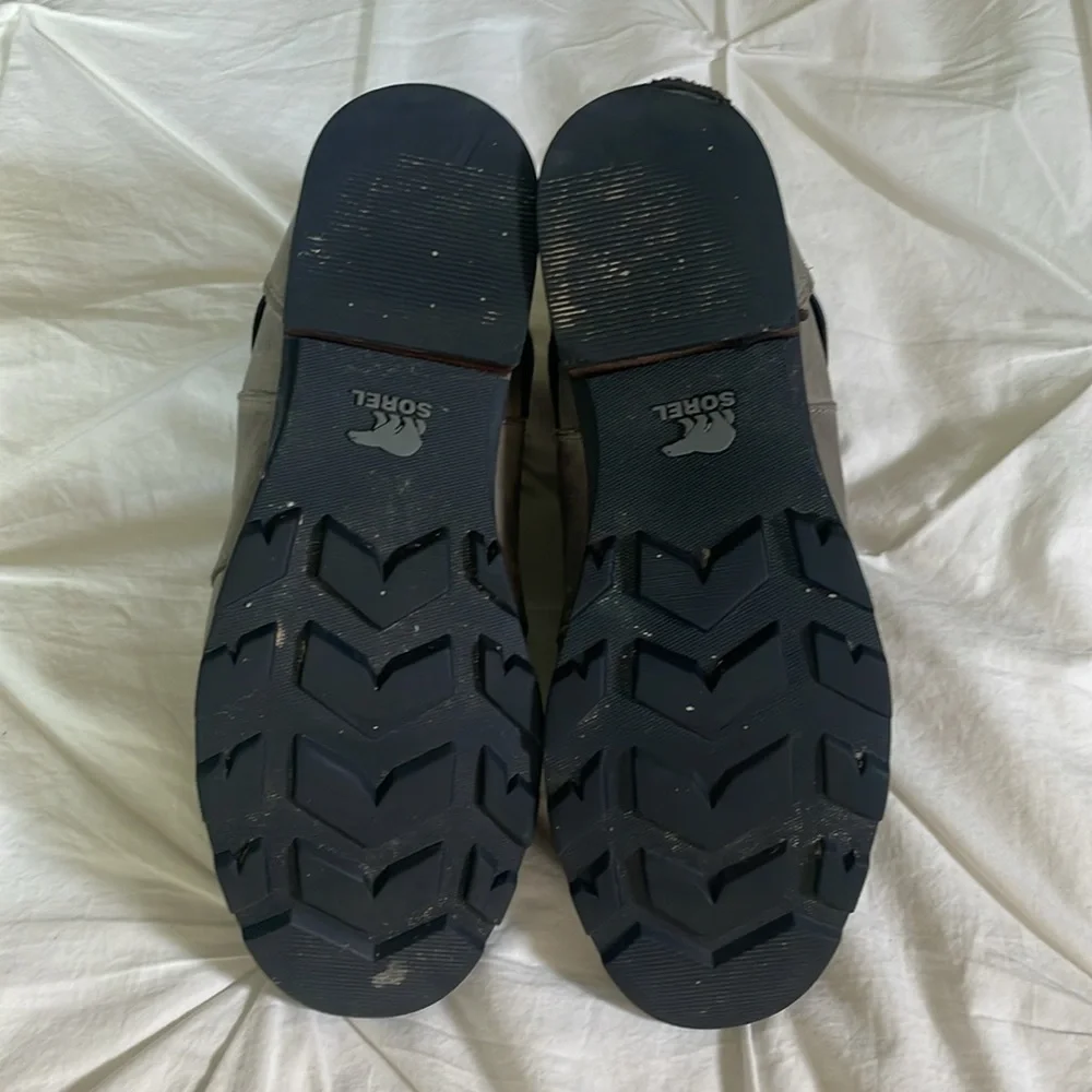 Sorel Emilie Waterproof Quarry Gray Leather Chelsea Ankle Boots Women 6.5 - Picture 3 of 7